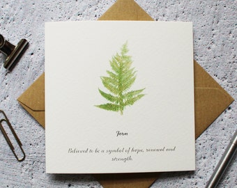 Fern Greeting Card - Hand-Finished - Designed By CottageRts