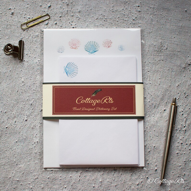 Shell Letter Writing Set Coastal Stationery Writing Paper - Etsy