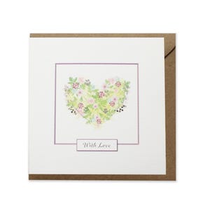 Carte floral coeur d'amour - carte d'anniversaire - coeur fait de fleurs - conçu à la main par CottageRts