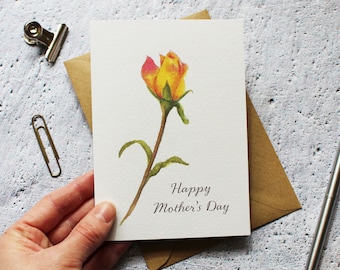 Rose Mother's Day Card - Botanical Watercolour Card - Hand Designed By CottageRts