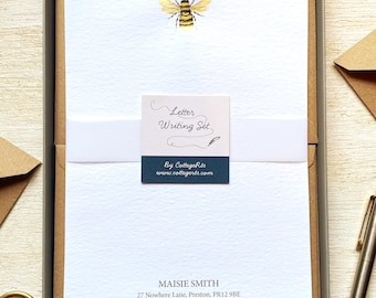 Personalised Bumble Bee Letter Writing Paper | Hand-Finished Stationery Set | Designed By CottageRts