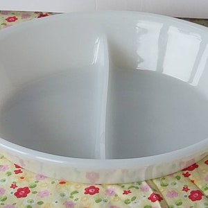 Vintage Milk Glass Glasbake Divided Dish