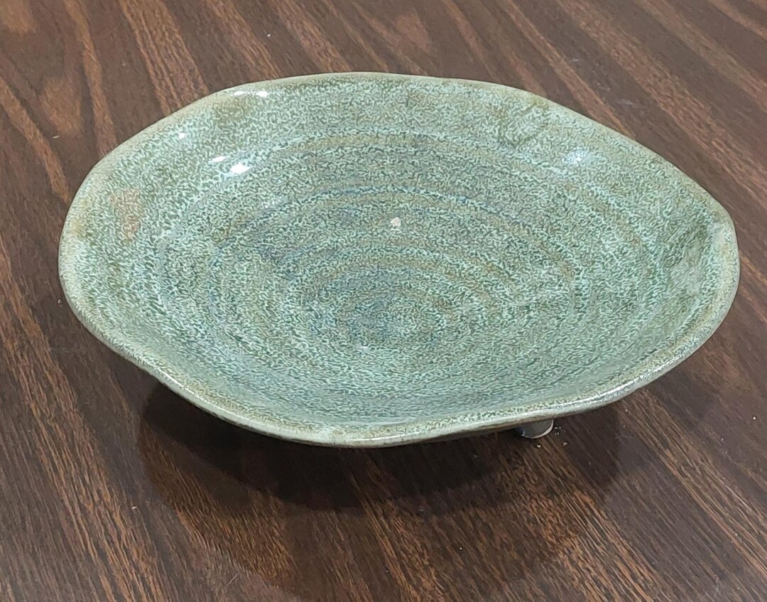 Zagora Green Pedestal Bowl - Handcrafted with 12 Carat Gold Accents main image 1