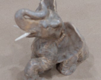 Vintage Handmade Ceramic Elephant