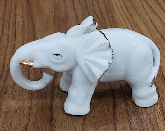 White Ceramic Elephant Figurine