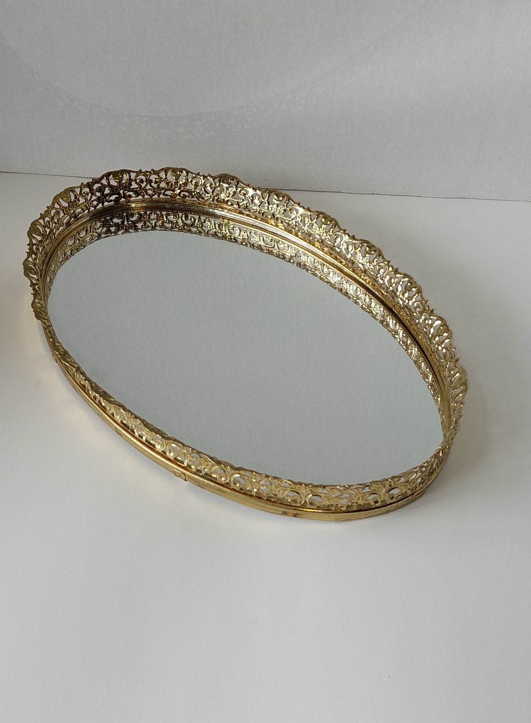 Vintage Mirrored Dresser Tray Etsy