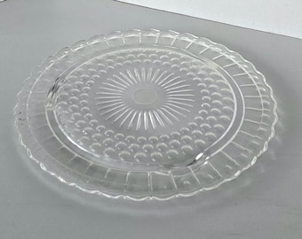 Federal Glass Cake Plate: Star, Dots, and Panels