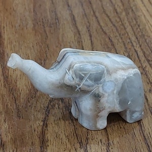 Vintage Beige Marble Elephant Figurine