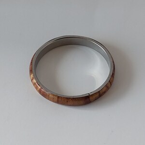 Small Wood on Metal Bangel Bracelet Accessory