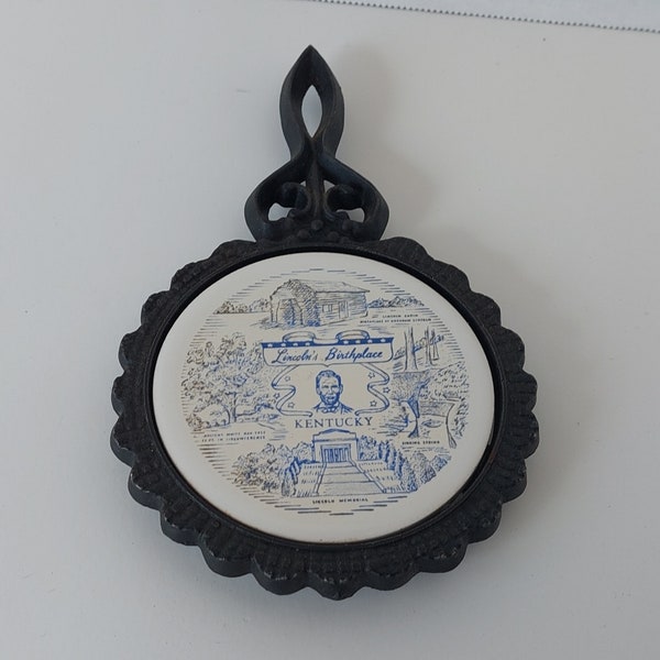 Vintage Lincoln's Home Souvenir Trivet