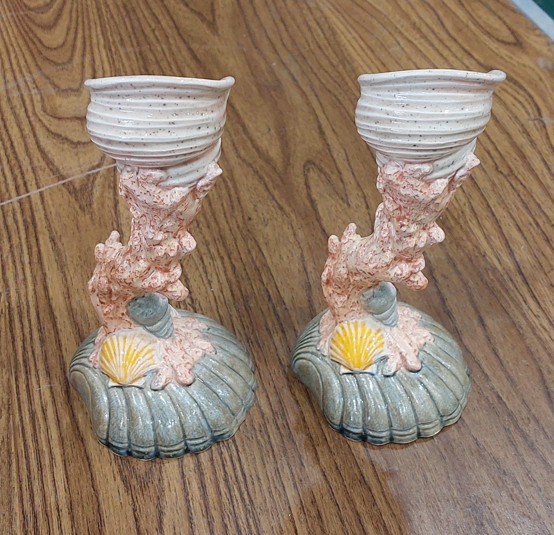 Vintage Ceramic Shell Planter and 2 Candle Holders - Etsy