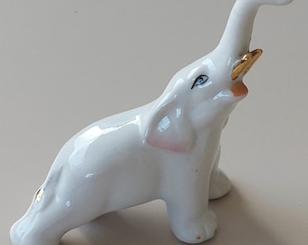 White Ceramic Elephant Figurine