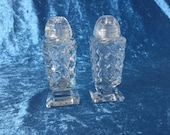 Vintage Crystal Salt Pepper Shakers, Cruet, Made in Japan 1960 39 s 00186