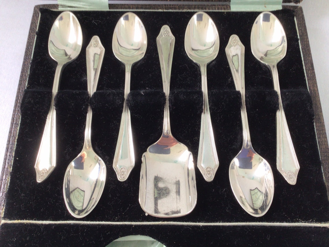 Vintage EPNS Tea Spoons Sugar Spoon in Original Box 00421 Etsy