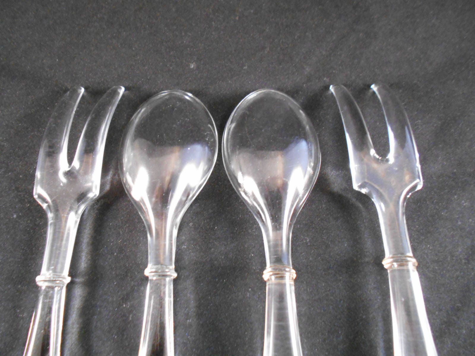 Vintage Glass Salad Servers Glass Salad Fork and Spoon Etsy