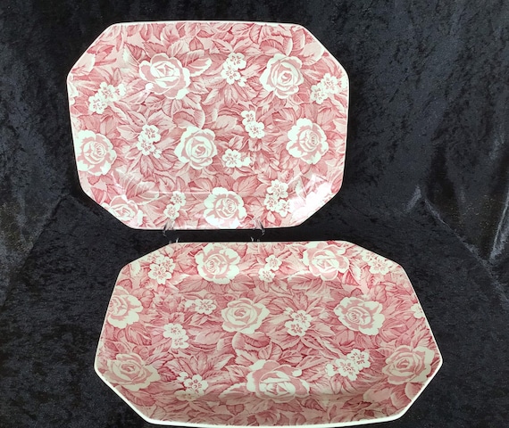 Vintage Burleigh Victorian Chintz Pink Platters  Two - Etsy Australia