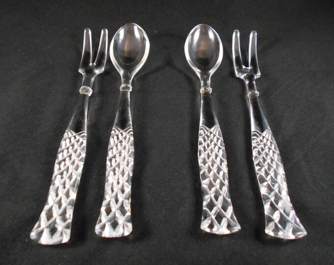 Vintage Glass Salad Servers Glass Salad Fork and Spoon Etsy