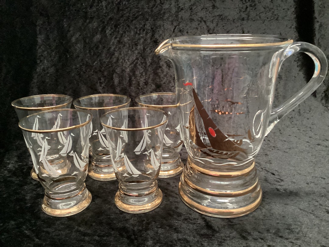 Vintage Water Set Lemonade Set Yachts Sailing Five Etsy