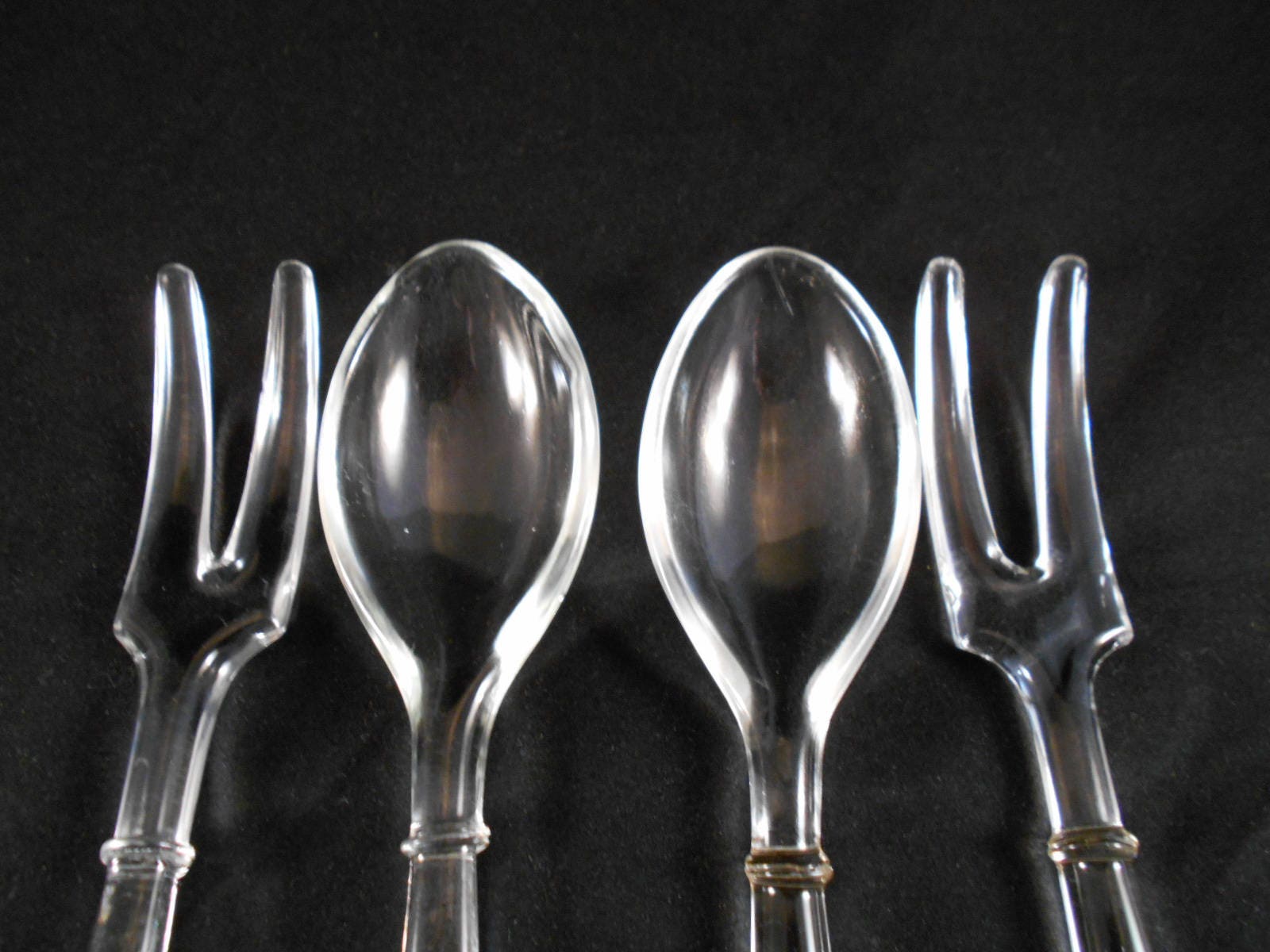 Vintage Glass Salad Servers Glass Salad Fork and Spoon Etsy