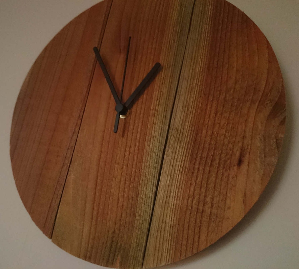 Unique rustic round wooden clock with teak oil finish and Etsy