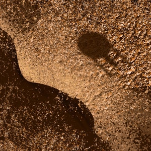 USS Enterprise Space Ship Casting A Shadow On A Textured, Sandy Brown Desert, Star Trek, Digital Painting, Fine Art Print