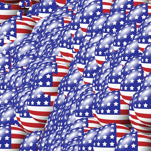 Fourth Of July, American Flag Balls, Digital Fine Art Print, Independence Day, Patriotic Symbolic Image, Red White Blue, Stars And Stripes