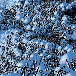 Digital Painting of a Crawly Swarm of Snow Bugs, White-Bodied Insects with Skinny Legs in an Abstract Repeating Pattern. Unusual Unique Art.