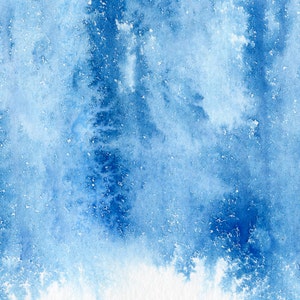 Blue And White Watercolor Fine Art Print, Abstract Pattern, Watery Forest, Abstract Forest