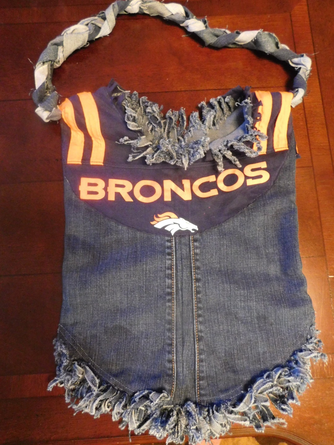 Totebag Denver Broncos Tee and Denim With Braided Denim Handle - Etsy