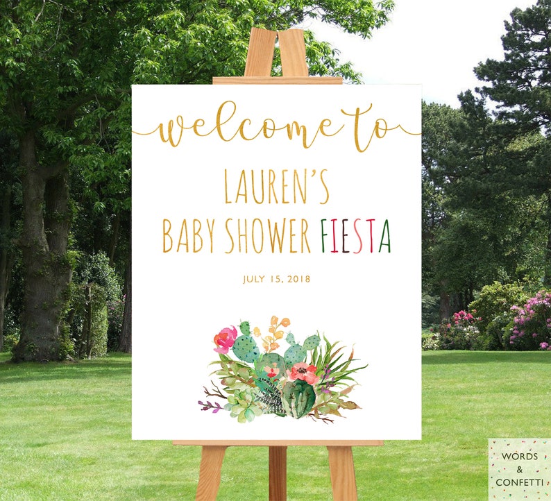 Fiesta Baby Shower Decorations Banner Cactus Image 0