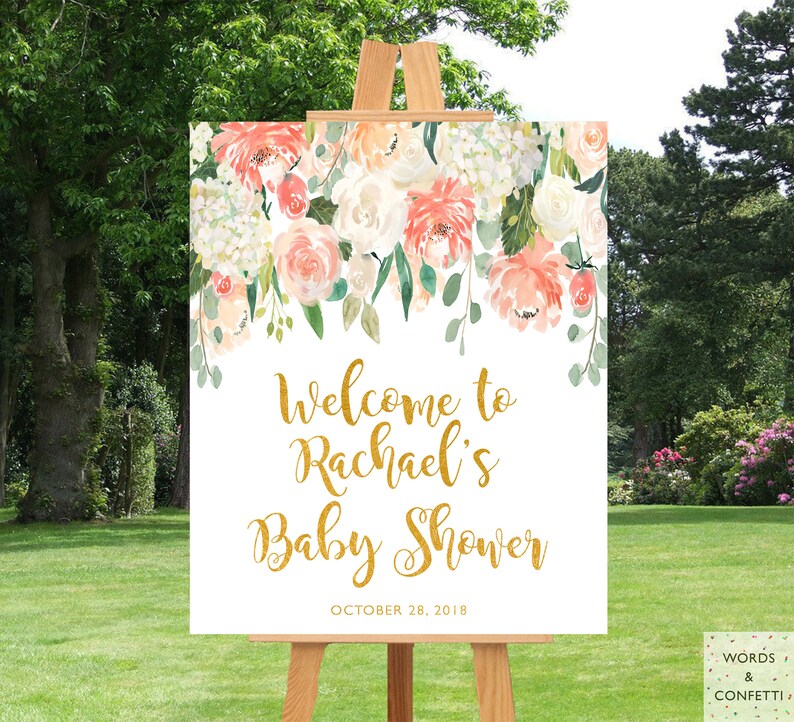 Peach Baby Shower Baby Shower Welcome Sign Floral Baby Etsy Peach Baby Shower Baby Shower Welcome Sign Floral Baby Etsy