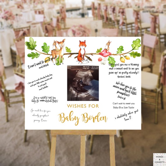 Woodland Baby Shower Decorations Baby Shower Guest Book Etsy