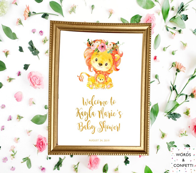 Lion Baby Shower Decorations Jungle Baby Shower Sign Safari Etsy