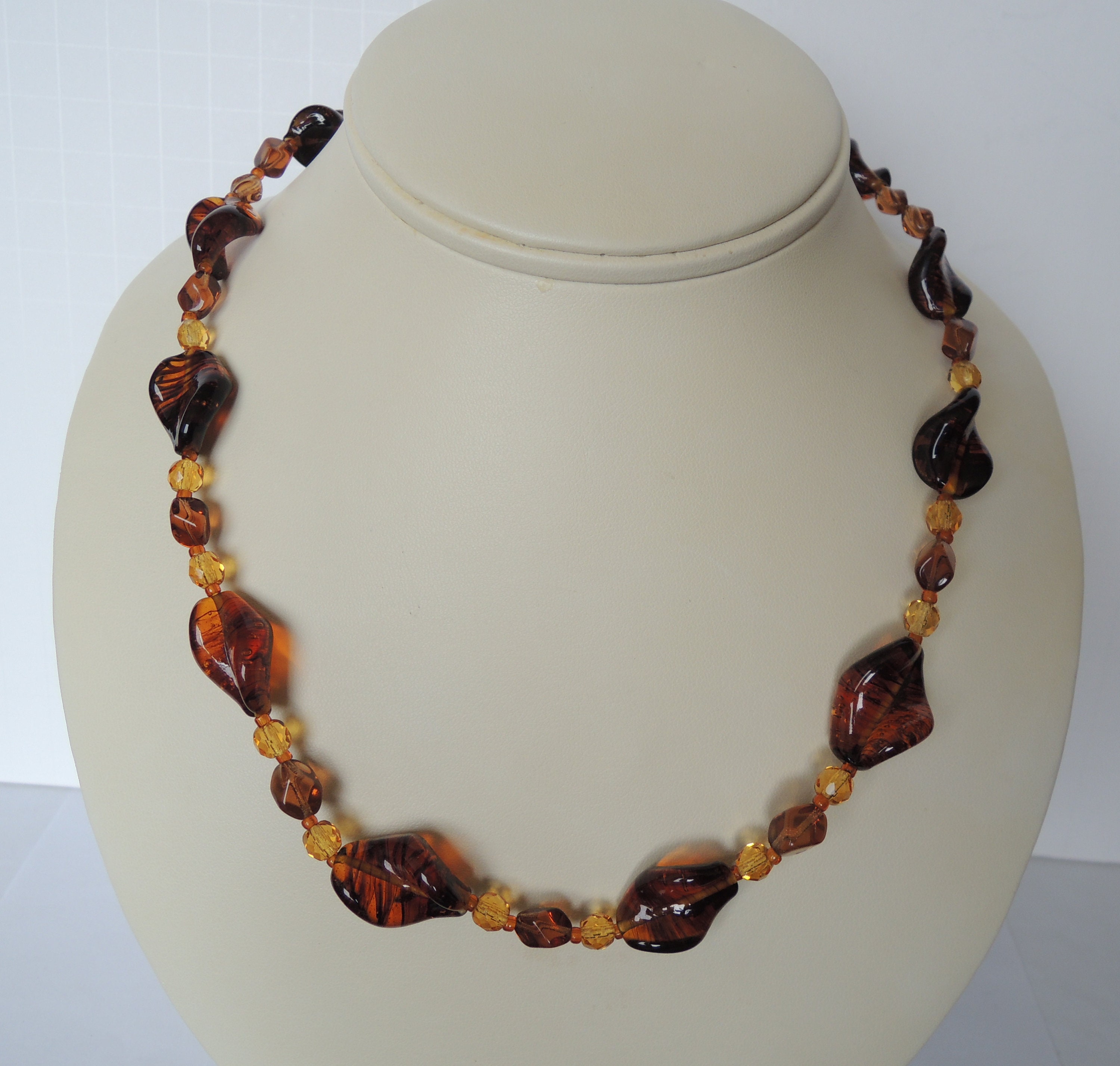 Brown and Golden Twist Bead Necklace Vintage 1950s Mid Century Etsy UK