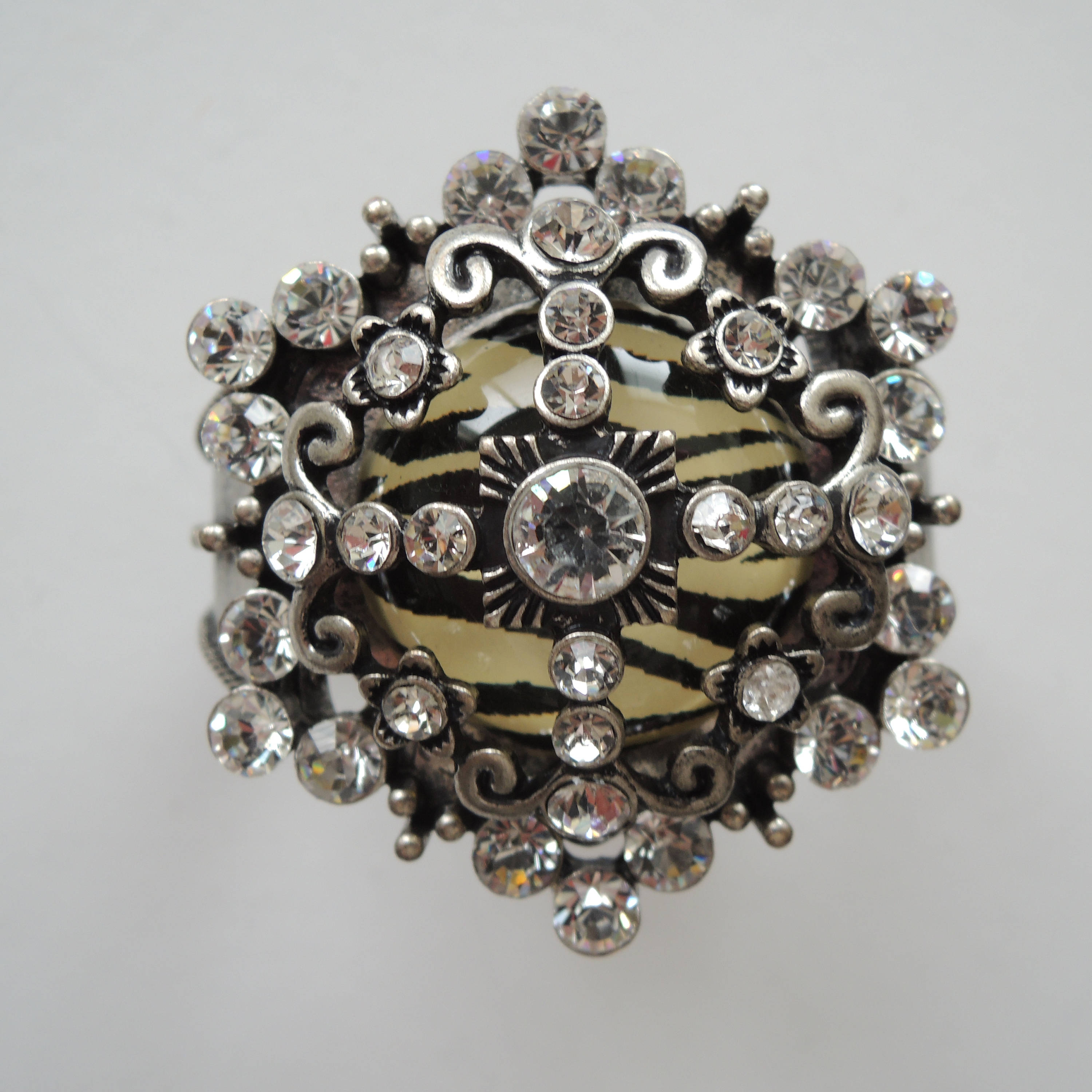Zebra Rhinestones Zebra Print Rhinestone Bling Statement Bangle Bracelet Vintage - Etsy