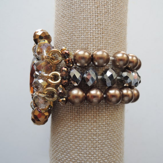 Stretch Cuff Runway Statement Bracelet Vintage 19… - image 3