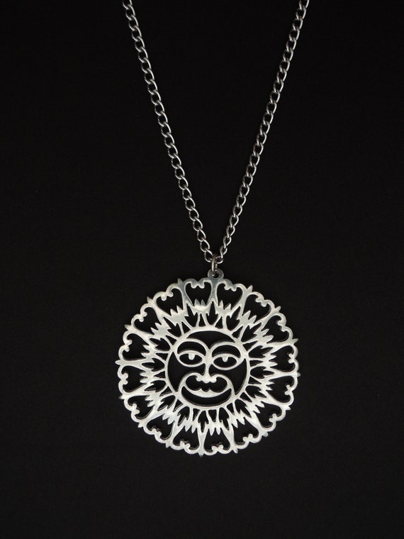 Sun God Unisex Large Pendant Necklace Marked R&E P