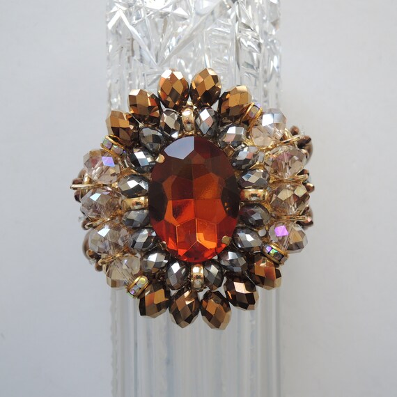 Stretch Cuff Runway Statement Bracelet Vintage 19… - image 1