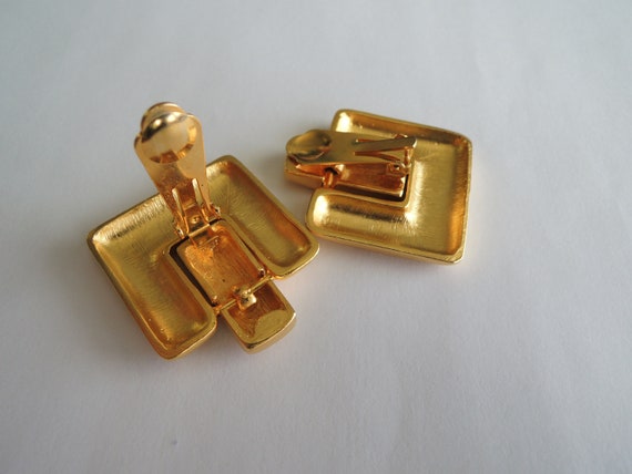 Big Bold Golden Modern Geometric Clip Ons 1990s - image 8