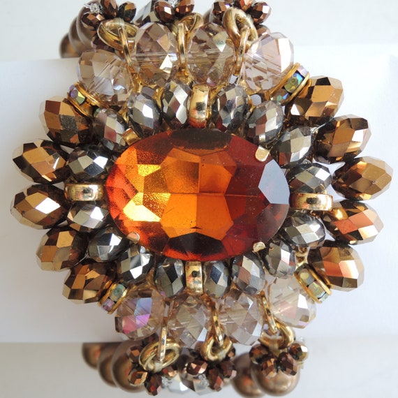 Stretch Cuff Runway Statement Bracelet Vintage 19… - image 8