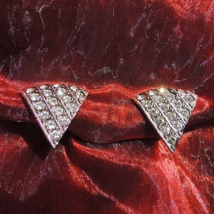 Art Deco Style Crystal Screw Back Earrings by Miriam Haskell Vintage 1950s