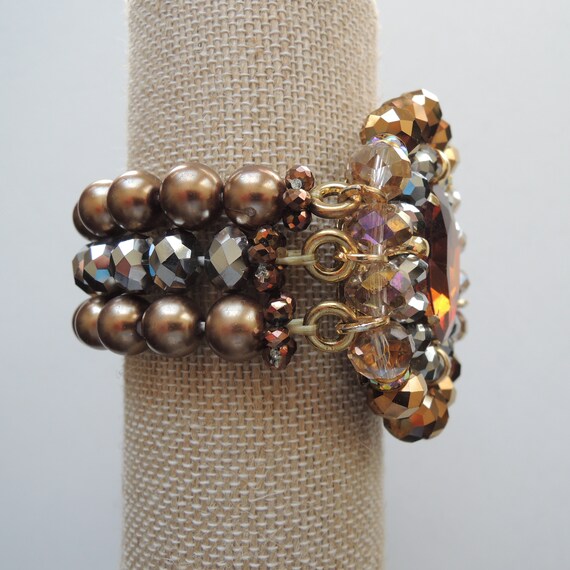 Stretch Cuff Runway Statement Bracelet Vintage 19… - image 2