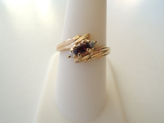 Deep Red and Clear Rhinestone Ring US Size 8 3/4 … - image 2