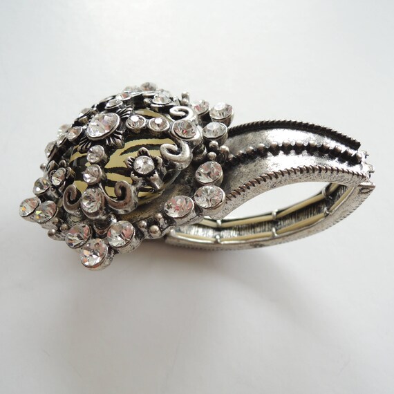 Zebra Print Rhinestone Bling Statement Bangle Bra… - image 8
