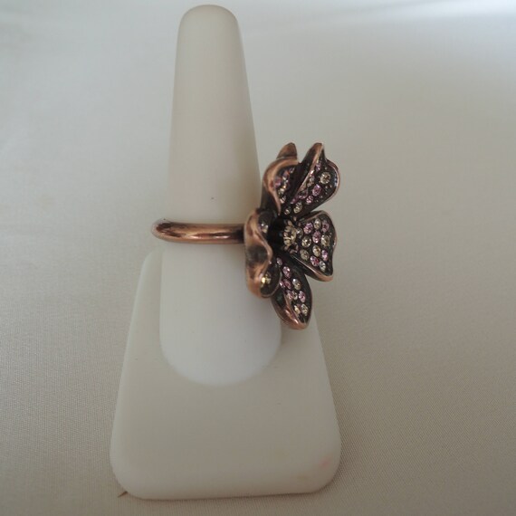 Huge Couture Crystal Flower Statement Ring