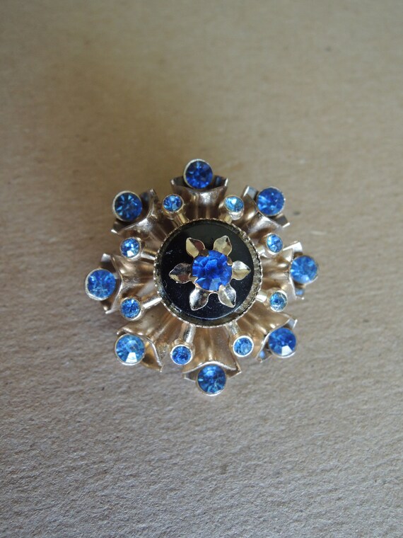 Space Age Blue Crystal Brooch by Coro Vintage 1960