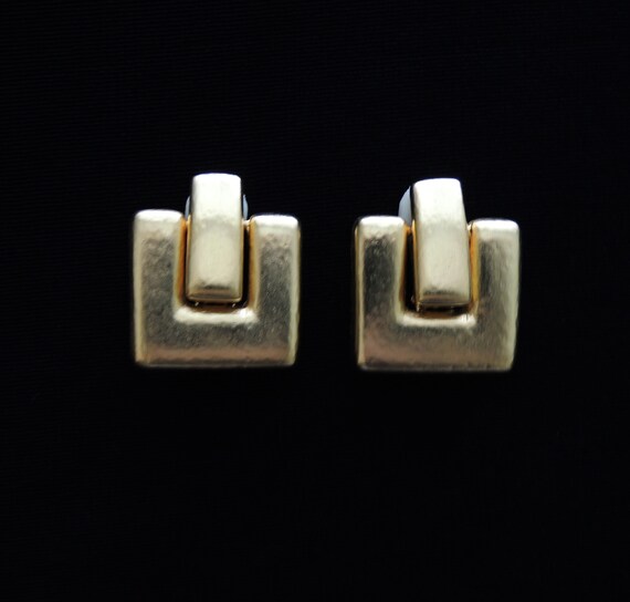 Big Bold Golden Modern Geometric Clip Ons 1990s - image 5