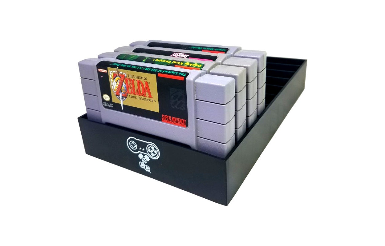Super Nintendo Game Tray, SNES, Black, Cartridge Holder, Legend of Ze…