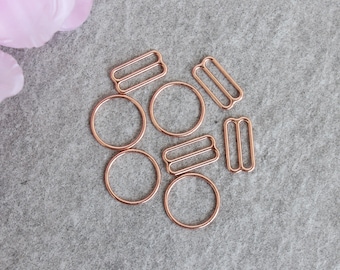 3/4" Rose Gold Metal Bramaking Rings & Sliders