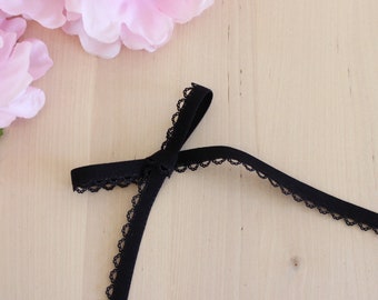 3/8" Black Scallop Picot Plush Back Elastic - Great for Underwear